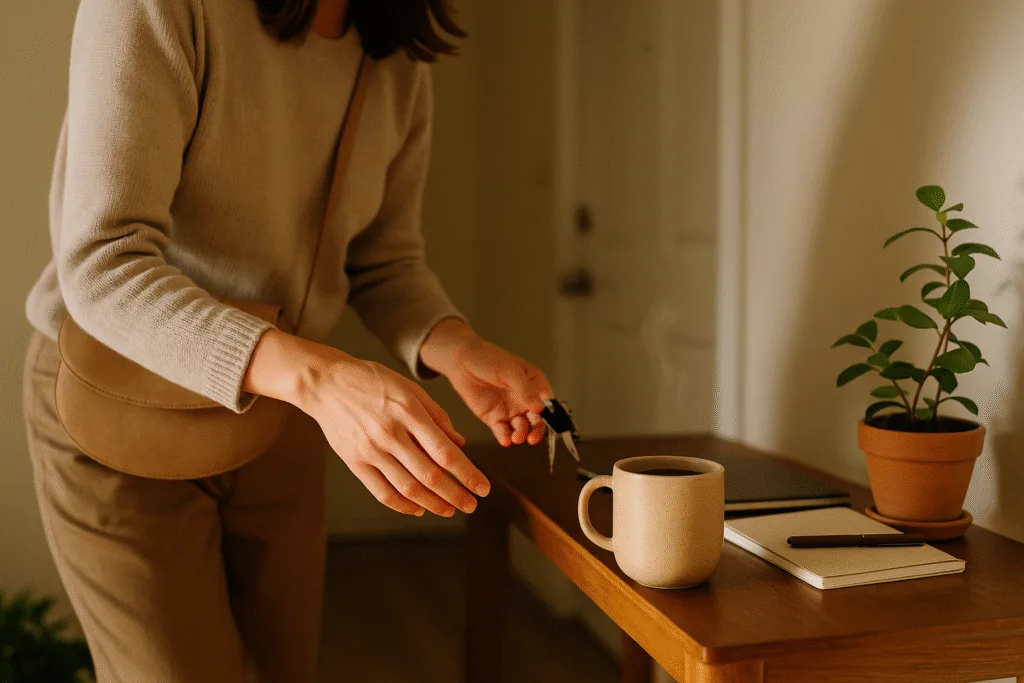 “busy person using tiny micro-habits with mushroom drink”